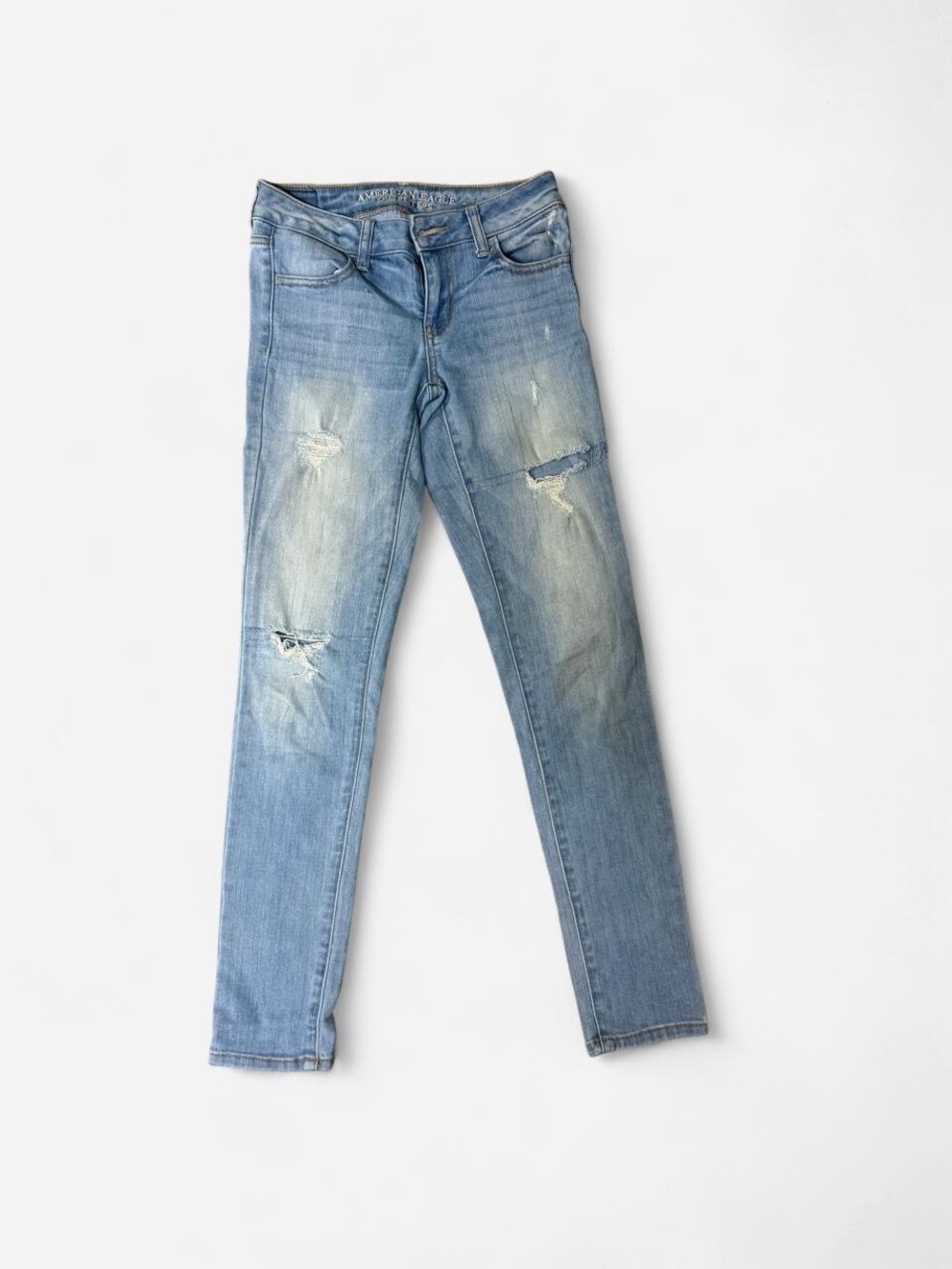American Eagle Outfitters Light Blue Distressed Skinny Jeans